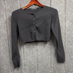 Brandy Melville Black Cropped Button-Down Shirt